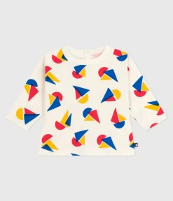 Petit Bateau T-Shirts, Oberteile*Langärmeliges Baby-T-Shirt aus Baumwolle mit Schiffchenmuster MILK/ MULTICO