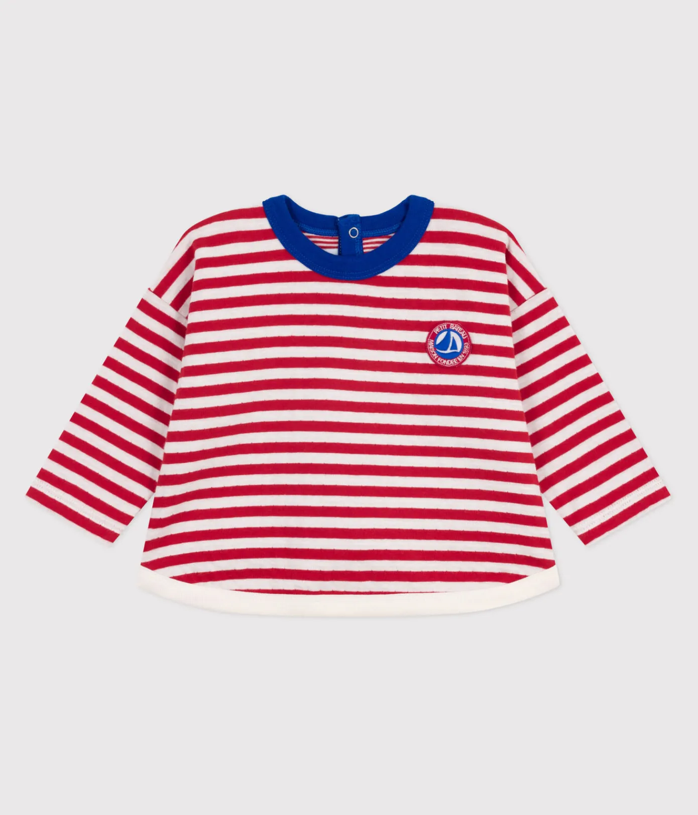Petit Bateau T-Shirts, Oberteile*Langärmeliges Baby-T-Shirt aus Baumwolle mit Streifen ROT POMPEI/ MILK