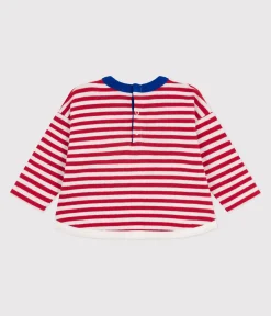 Petit Bateau T-Shirts, Oberteile*Langärmeliges Baby-T-Shirt aus Baumwolle mit Streifen ROT POMPEI/ MILK