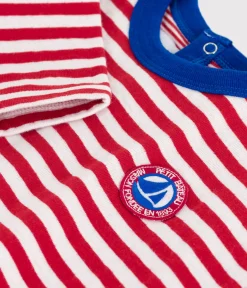 Petit Bateau T-Shirts, Oberteile*Langärmeliges Baby-T-Shirt aus Baumwolle mit Streifen ROT POMPEI/ MILK