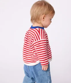 Petit Bateau T-Shirts, Oberteile*Langärmeliges Baby-T-Shirt aus Baumwolle mit Streifen ROT POMPEI/ MILK