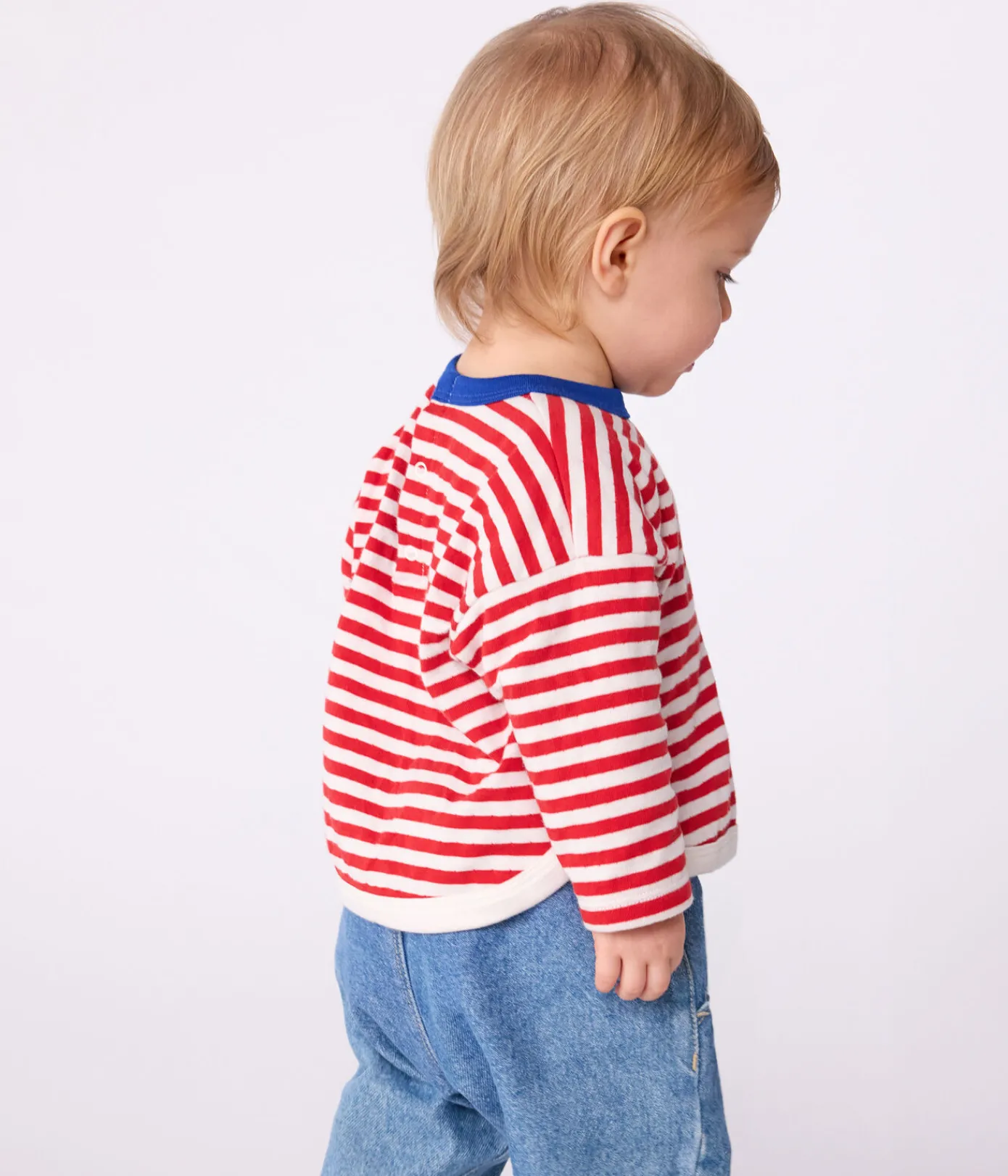 Petit Bateau T-Shirts, Oberteile*Langärmeliges Baby-T-Shirt aus Baumwolle mit Streifen ROT POMPEI/ MILK