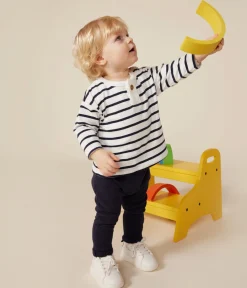 Petit Bateau T-Shirts, Oberteile*Langärmeliges Baby-T-Shirt aus Baumwolle weiss MARSHMALLOW/blau SMOKING