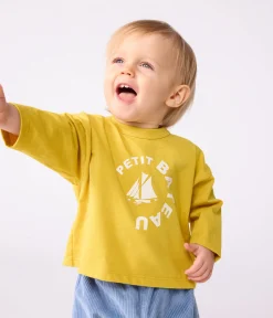 Petit Bateau T-Shirts, Oberteile*Langärmeliges Baby-T-Shirt aus Baumwolle mit Katzenmotiv gelb NAPLES