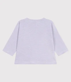 Petit Bateau T-Shirts, Oberteile*Langärmeliges Baby-T-Shirt aus Baumwolle mit Streifen weiss SQUAW/ MARSHMALLOW