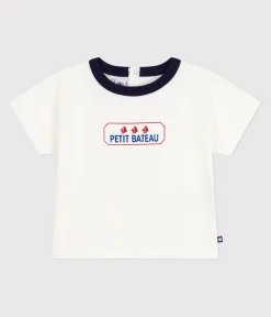 Petit Bateau T-Shirts, Oberteile*Langärmeliges Baby-T-Shirt aus Baumwolle mit Vintage-Logo weiss MARSHMALLOW
