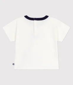 Petit Bateau T-Shirts, Oberteile*Langärmeliges Baby-T-Shirt aus Baumwolle mit Vintage-Logo weiss MARSHMALLOW
