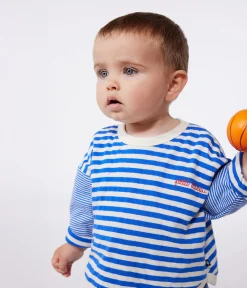 Petit Bateau T-Shirts, Oberteile*Langärmeliges Baby-T-Shirt aus Baumwolle mit Streifen PERSE/ AVALANCHE