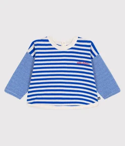 Petit Bateau T-Shirts, Oberteile*Langärmeliges Baby-T-Shirt aus Baumwolle mit Streifen PERSE/ AVALANCHE