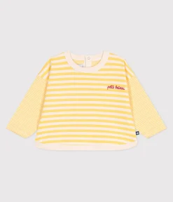 Petit Bateau T-Shirts, Oberteile*Langärmeliges Baby-T-Shirt aus Baumwolle mit Streifen ORGE/ AVALANCHE