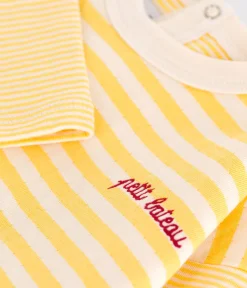 Petit Bateau T-Shirts, Oberteile*Langärmeliges Baby-T-Shirt aus Baumwolle mit Streifen ORGE/ AVALANCHE