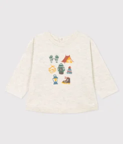 Petit Bateau T-Shirts, Oberteile*Langärmeliges Baby-T-Shirt aus Doppeljersey beige MONTELIMAR CHINE