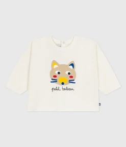 Petit Bateau T-Shirts, Oberteile*Langärmeliges Baby-T-Shirt aus Baumwolle mit Katzenmotiv MILK/ MULTICO
