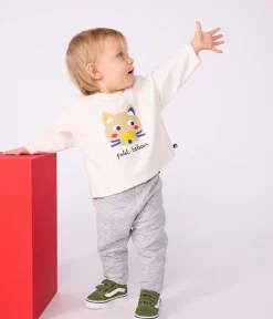 Petit Bateau T-Shirts, Oberteile*Langärmeliges Baby-T-Shirt aus Baumwolle mit Katzenmotiv MILK/ MULTICO