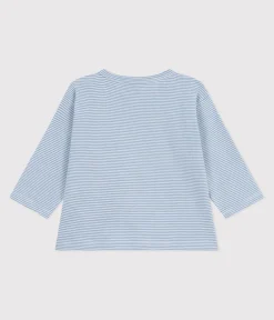 Petit Bateau T-Shirts, Oberteile*Langärmeliges Baby-T-Shirt aus Baumwolle mit Streifen ADRIATIC/ MARSHMALLOW