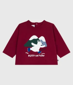 Petit Bateau T-Shirts, Oberteile*Langärmeliges Baby-T-Shirt aus Baumwolle mit Katzenmotiv AMARANTE