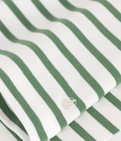 Petit Bateau Streifenshirts, Pullover, Cardigans*Langärmeliges Damen-Streifenshirt grün MARSHMALLOW/ PALMERAIE