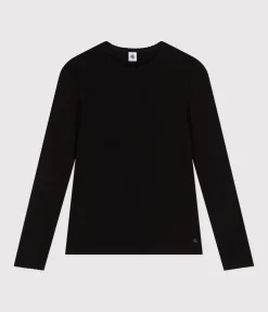 Petit Bateau Alle Langarmshirts|Das Ikonische (Slim)*Langärmeliges Damen-T-Shirt schwarz BLACK