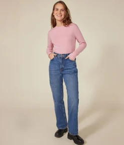 Petit Bateau Alle Langarmshirts|Das Ikonische (Slim)*Langärmeliges Damen-T-Shirt rosa ROSELINE CHINE