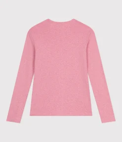 Petit Bateau Alle Langarmshirts|Das Ikonische (Slim)*Langärmeliges Damen-T-Shirt rosa ROSELINE CHINE