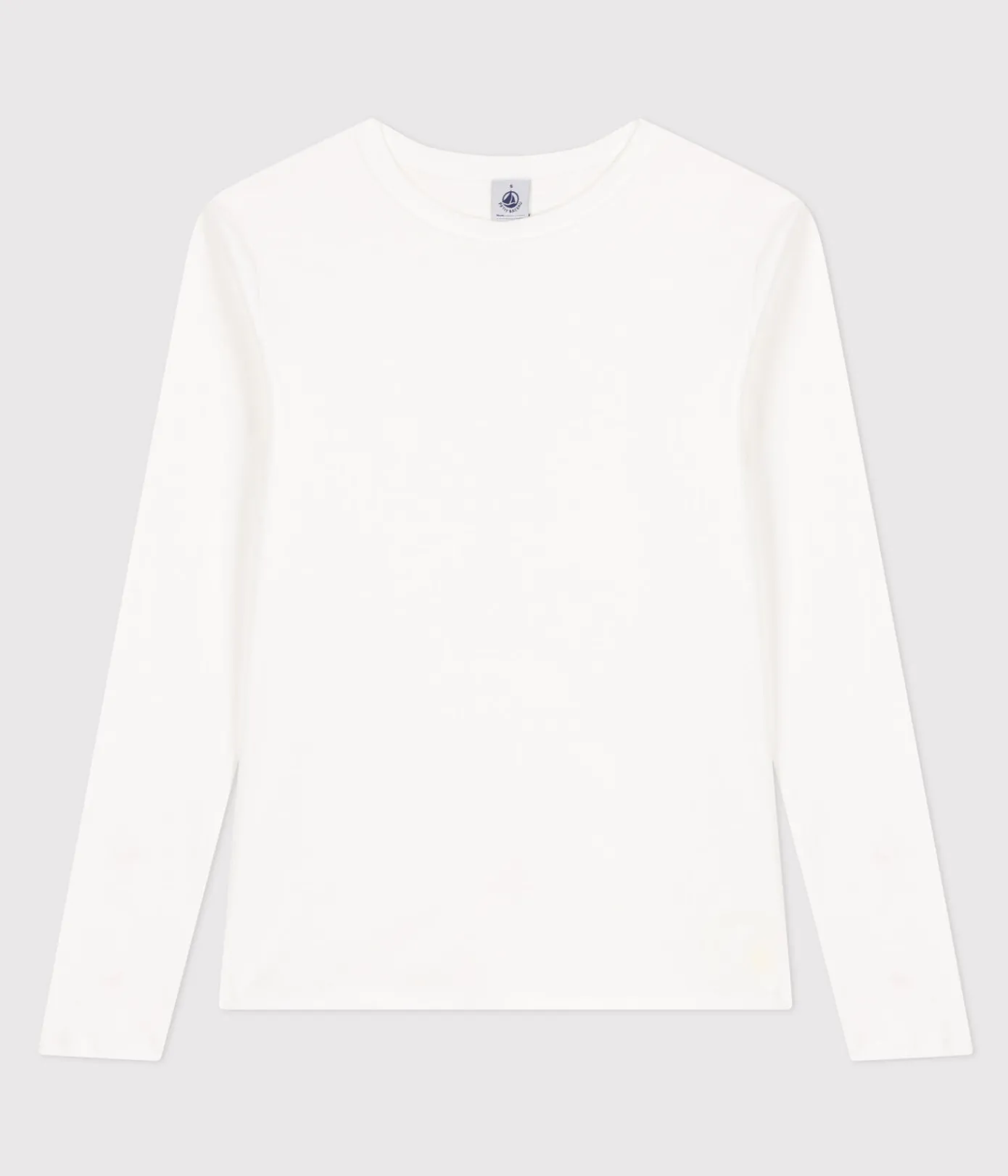 Petit Bateau Das Ikonische (Slim)|T-Shirts, Tanktops*Langärmeliges Damen-T-Shirt L'Iconique aus einfarbigem Rippstrick weiss ECUME