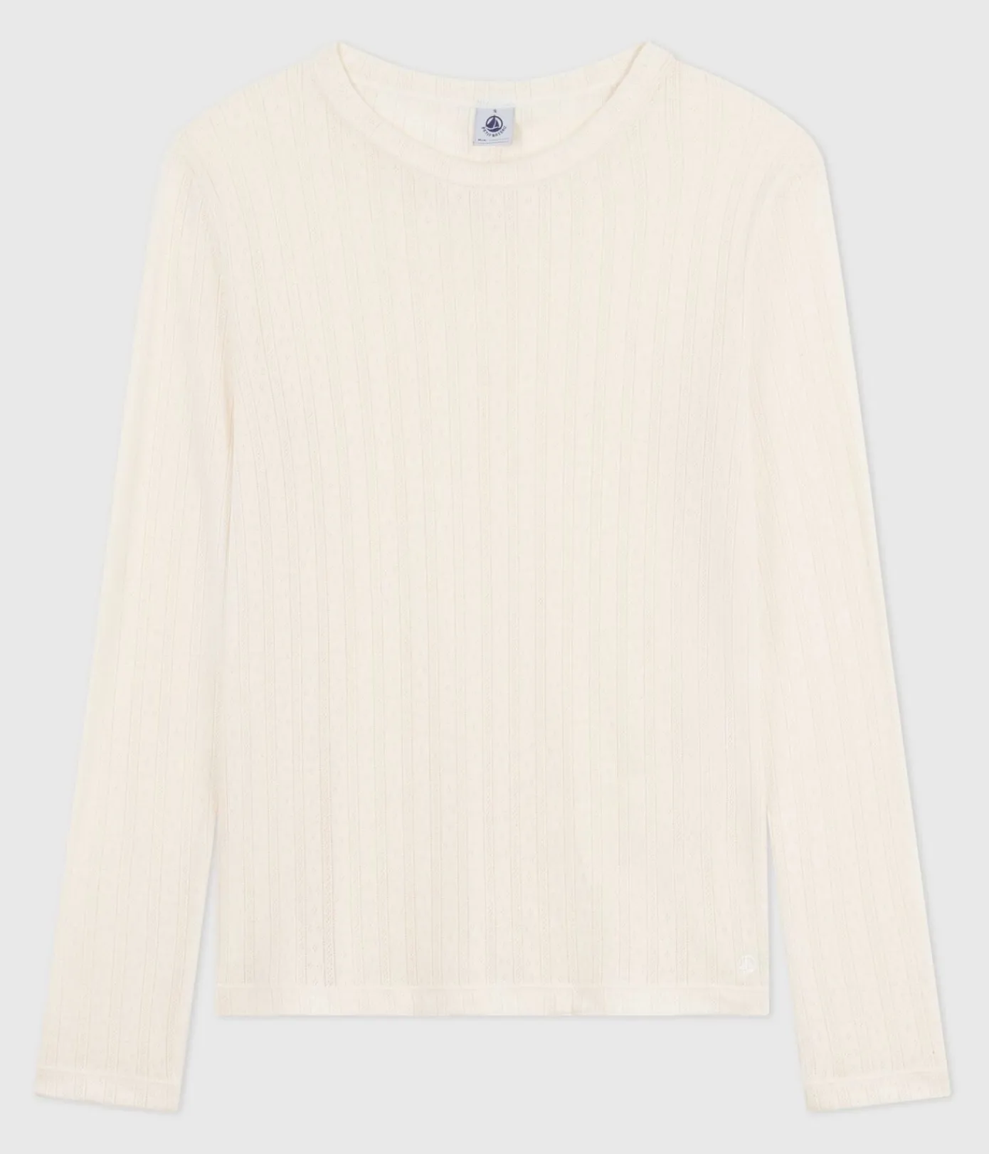 Petit Bateau Alle Langarmshirts|T-Shirts, Tanktops*Langärmeliges Damen-T-Shirt L’Iconique aus Baumwolle mit Lochstickerei naturfarben MILK
