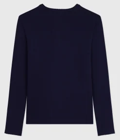 Petit Bateau Alle Langarmshirts|Das Ikonische (Slim)*Langärmeliges Damen-T-Shirt L’Iconique aus Baumwolle mit Picotkante blau SMOKING