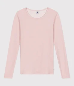 Petit Bateau Alle Langarmshirts|T-Shirts, Tanktops*Langärmeliges Damen-T-Shirt aus Wolle und Baumwolle rosa SALINE