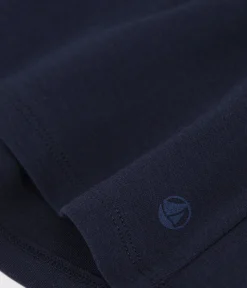 Petit Bateau Alle Langarmshirts|Das Ikonische (Slim)*Langärmeliges Damen-T-Shirt L'Iconique aus einfarbigem Rippstrick blau SMOKING