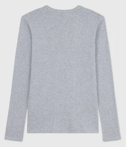 Petit Bateau Alle Langarmshirts|T-Shirts, Tanktops*Langärmeliges Damen-T-Shirt L’Iconique aus Baumwolle mit Picotkante grau FUMEE CHINE