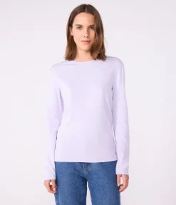 Petit Bateau Alle Langarmshirts|T-Shirts, Tanktops*Langärmeliges Damen-T-Shirt L’Iconique aus Baumwolle mit Picotkante violett PARME
