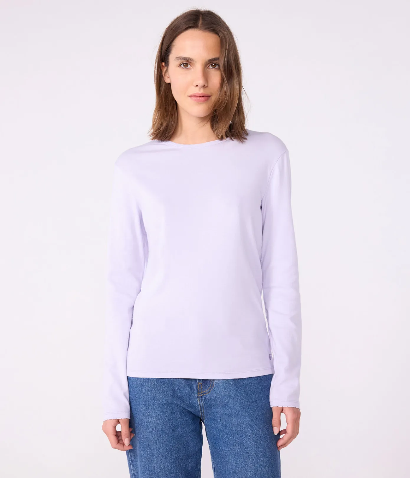Petit Bateau Alle Langarmshirts|T-Shirts, Tanktops*Langärmeliges Damen-T-Shirt L’Iconique aus Baumwolle mit Picotkante violett PARME