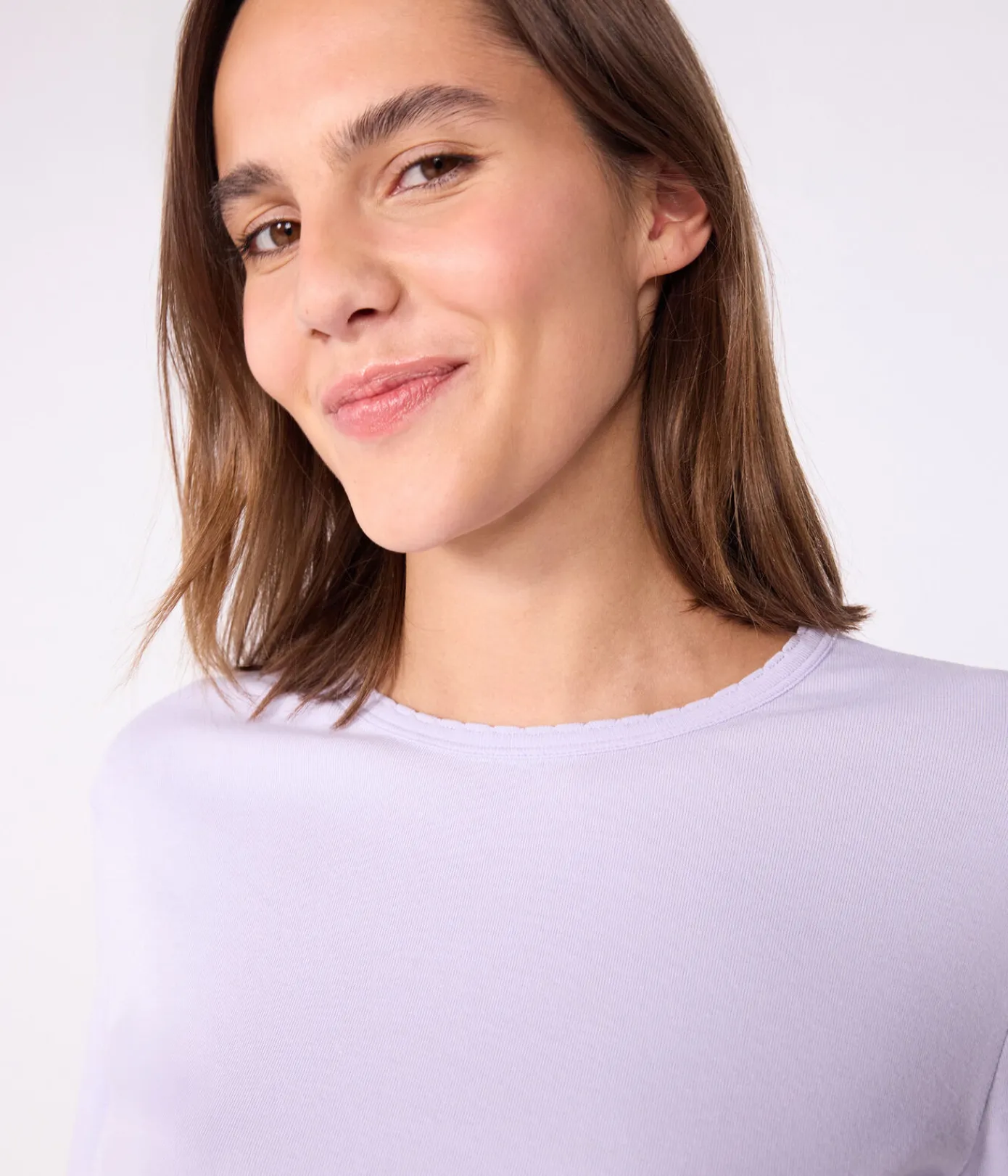 Petit Bateau Alle Langarmshirts|T-Shirts, Tanktops*Langärmeliges Damen-T-Shirt L’Iconique aus Baumwolle mit Picotkante violett PARME