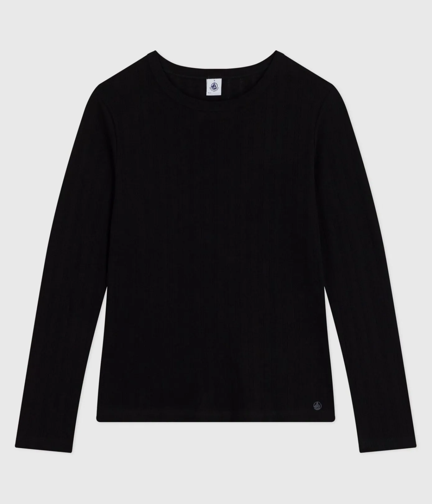 Petit Bateau Alle Langarmshirts|T-Shirts, Tanktops*Langärmeliges Damen-T-Shirt L’Iconique aus Baumwolle mit Lochstickerei schwarz BLACK