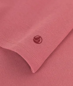 Petit Bateau Alle Langarmshirts|Das Ikonische (Slim)*Langärmeliges Damen-T-Shirt L'Iconique aus einfarbigem Rippstrick rosa ROSEWOOD