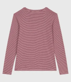 Petit Bateau Alle Langarmshirts|T-Shirts, Tanktops*Langärmeliges Damen-T-Shirt L’Iconique aus Baumwolle ROT AMARANTE/ MARSHMALLOW