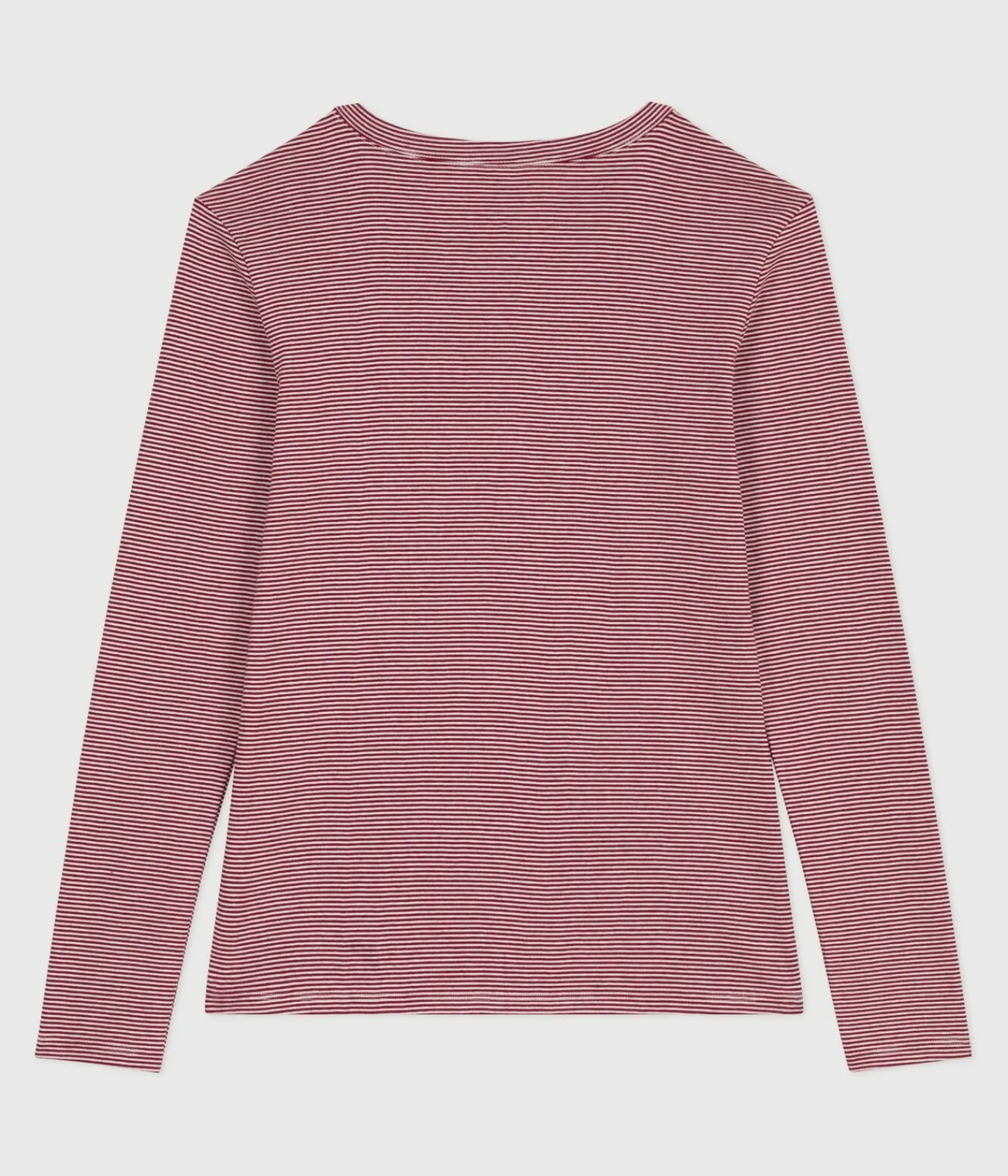 Petit Bateau Alle Langarmshirts|T-Shirts, Tanktops*Langärmeliges Damen-T-Shirt L’Iconique aus Baumwolle ROT AMARANTE/ MARSHMALLOW
