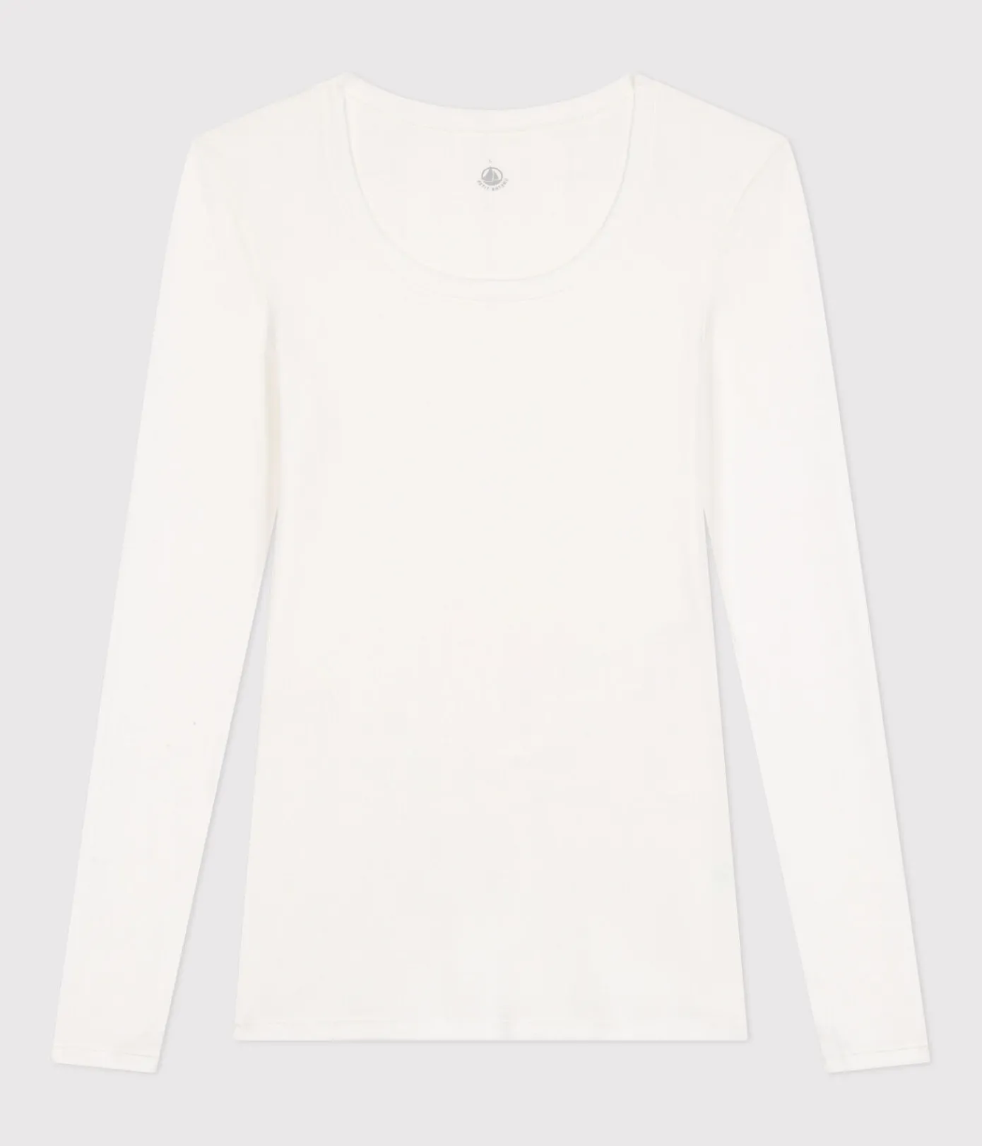 Petit Bateau Alle Langarmshirts|T-Shirts, Tanktops*Langärmeliges, eng anliegendes Damen-T-Shirt aus leichter Baumwolle weiss MARSHMALLOW