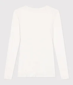 Petit Bateau Alle Langarmshirts|T-Shirts, Tanktops*Langärmeliges, eng anliegendes Damen-T-Shirt aus leichter Baumwolle weiss MARSHMALLOW