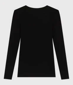 Petit Bateau Alle Langarmshirts|T-Shirts, Tanktops*Langärmeliges, eng anliegendes Damen-T-Shirt aus leichter Baumwolle schwarz BLACK