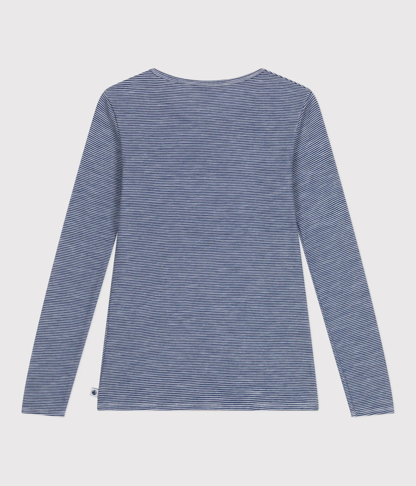 Petit Bateau Alle Langarmshirts|T-Shirts, Tanktops*Langärmeliges gestreiftes Damen-T-Shirt aus Wolle und Baumwolle blau MEDIEVAL/weiss MARSHMALLOW
