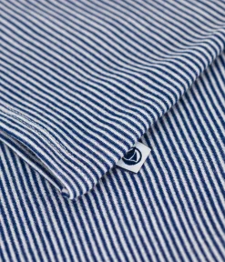 Petit Bateau Alle Langarmshirts|T-Shirts, Tanktops*Langärmeliges gestreiftes Damen-T-Shirt aus Wolle und Baumwolle blau MEDIEVAL/weiss MARSHMALLOW