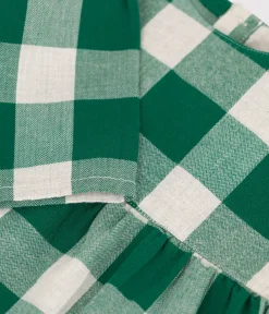 Petit Bateau Kleider*Langärmeliges kariertes Babykleid aus Flanell MATCHA/ AVALANCHE