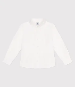 Petit Bateau T-Shirts, Poloshirts, Hemden*Langärmeliges Kinder-Hemd aus einfarbiger Baumwolle weiss ECUME