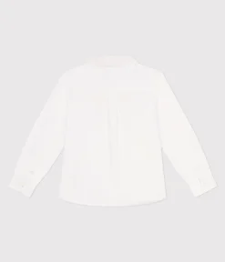 Petit Bateau T-Shirts, Poloshirts, Hemden*Langärmeliges Kinder-Hemd aus einfarbiger Baumwolle weiss ECUME