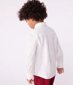 Petit Bateau T-Shirts, Poloshirts, Hemden*Langärmeliges Kinder-Hemd aus einfarbiger Baumwolle weiss ECUME