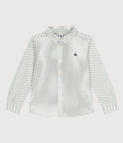 Petit Bateau T-Shirts, Poloshirts, Hemden*Langärmeliges Kinder-Hemd aus Baumwolle mit Streifen PAUL/ ECUME