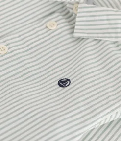 Petit Bateau T-Shirts, Poloshirts, Hemden*Langärmeliges Kinder-Hemd aus Baumwolle mit Streifen PAUL/ ECUME