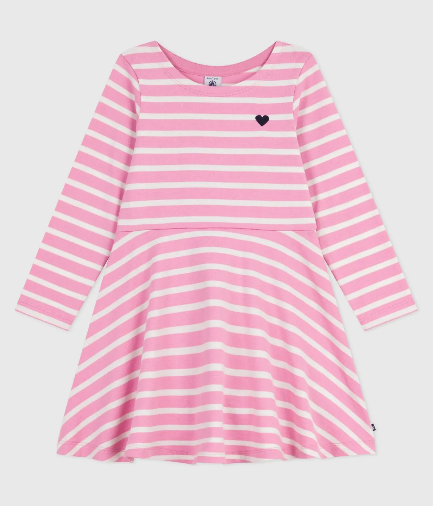 Petit Bateau Kleider, Röcke*Langärmeliges Kinder-Kleid aus Baumwolle rosa BOUDOIR/ MILK