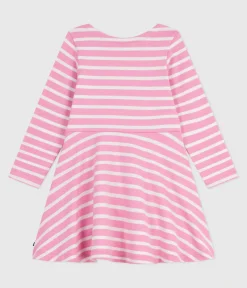 Petit Bateau Kleider, Röcke*Langärmeliges Kinder-Kleid aus Baumwolle rosa BOUDOIR/ MILK